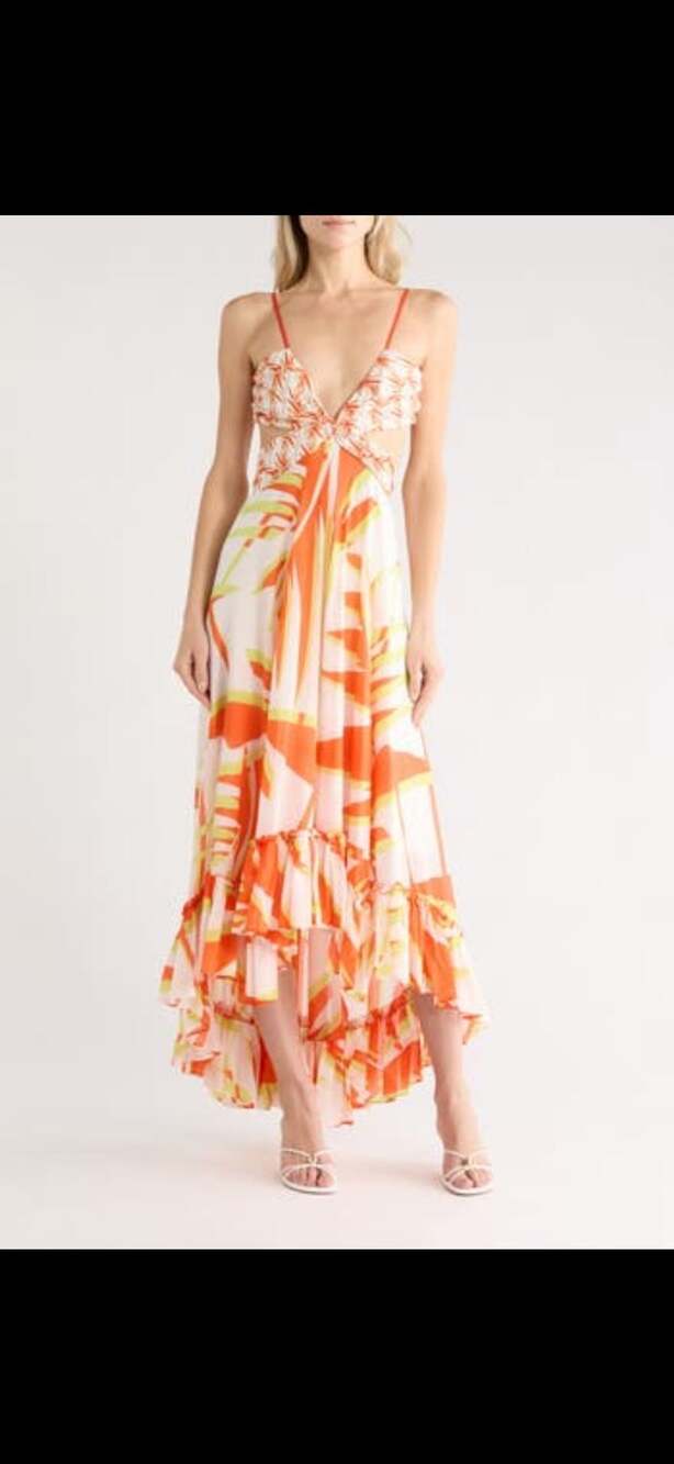 Diane von Furstenberg Hera Dress Palm Geo Orange Giant Size M